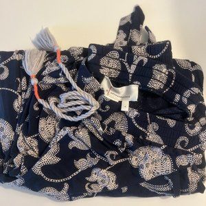 Anthropologie Joanie Floral Harem Navy Blue Paisley Lounge Pants - Women's Small